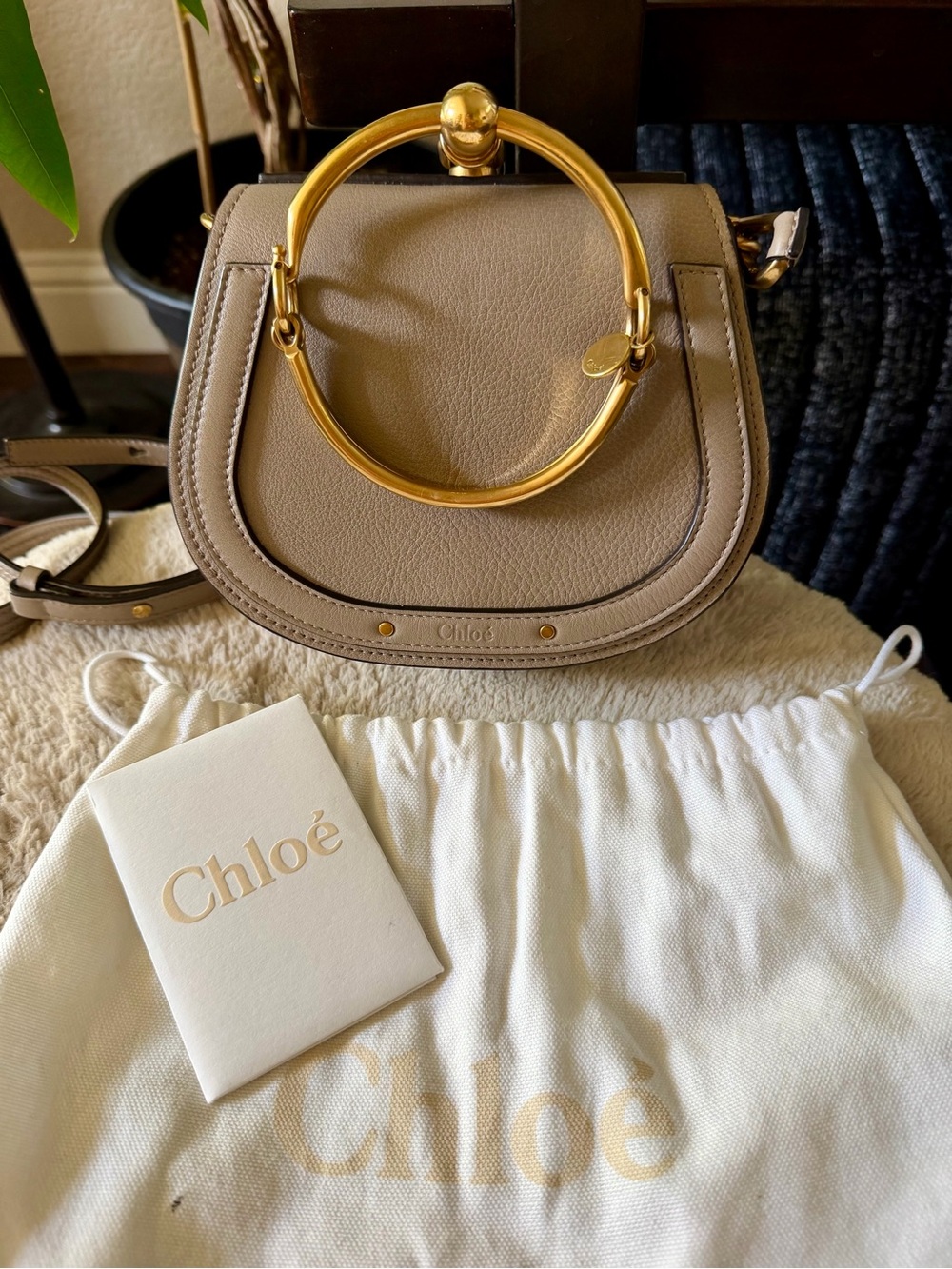 Chloé Mini Bracelet Bag in Taupe with Gold Hardware